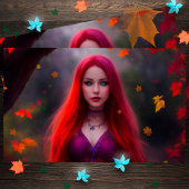 女性ファッション秋の黄色の金ゴールドアート ポストカード