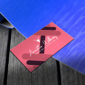 女性フィットネストレーナーパープルピンク 名刺