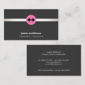 女性フィットネスパーソナルトレーナーピンクダンベル2 名刺 (正面/裏面)