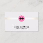 女性フィットネスパーソナルトレーナーピンクダンベル 名刺 (正面)