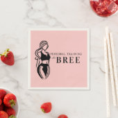 女性フィットネス個人研修ミニマリストピンク スタンダードカクテルナプキン (インサイチュ)