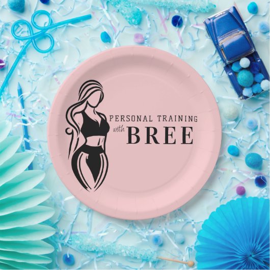 女性フィットネス個人研修ミニマリストピンク ペーパープレート (パーティー)