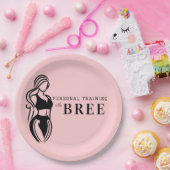 女性フィットネス個人研修ミニマリストピンク ペーパープレート (パーティー)