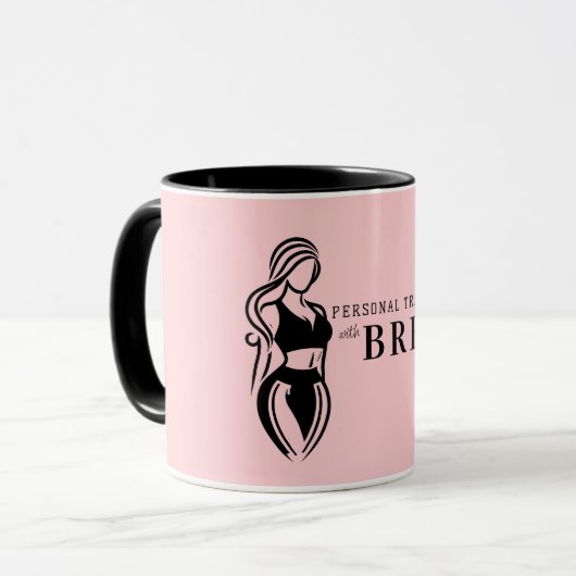 女性フィットネス個人研修ミニマリストピンク マグカップ (正面左)