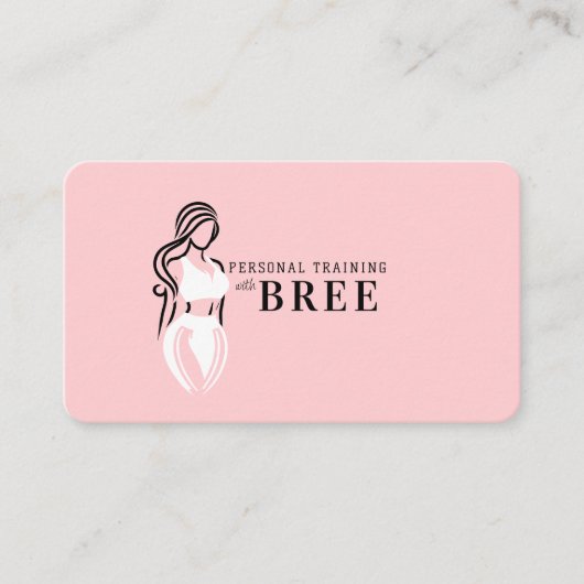 女性フィットネス個人研修ミニマリストピンク 名刺 (正面)