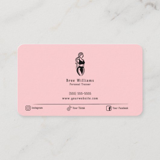女性フィットネス個人研修ミニマリストピンク 名刺 (裏面)
