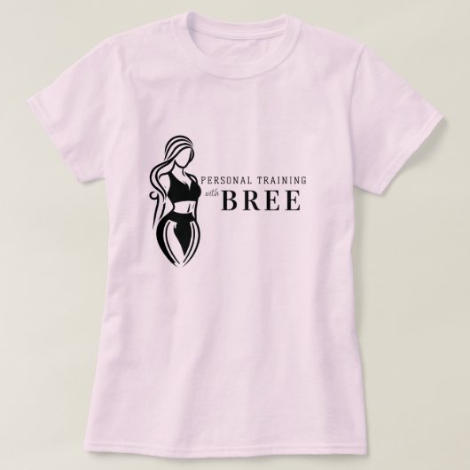 女性フィットネス個人研修ミニマリストピンク Tシャツ (デザイン正面)