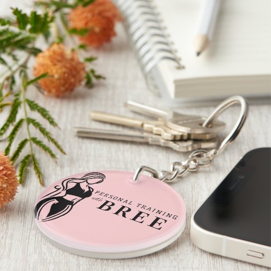 女性フィットネス個人研修ミニマル主義者 キーホルダー (正面右)