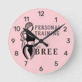 女性フィットネス個人研修ミニマル主義者 ラウンド壁時計 (正面)