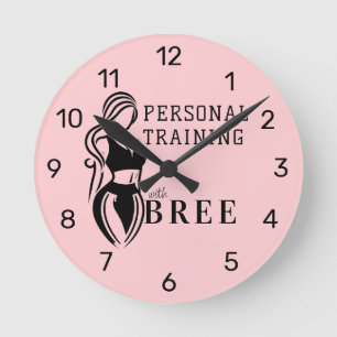 女性フィットネス個人研修ミニマル主義者 ラウンド壁時計