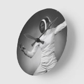 女性フェンシング ラウンド壁時計 (傾斜)