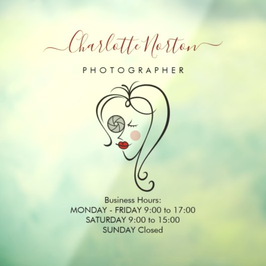 女性フォトグラファーのウィンドウの固定 ウィンドウサイン (シート3)