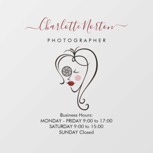 女性フォトグラファーのウィンドウの固定 ウィンドウサイン (シート)