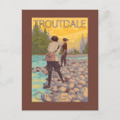 女性フライフィッシング - オレゴン州トラウトデール ポストカード (正面)