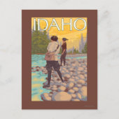 女性フライフィッシングIdahoVintage旅行ポスター ポストカード (正面)