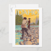 女性フライフィッシングIdahoVintage旅行ポスター ポストカード (正面/裏面)