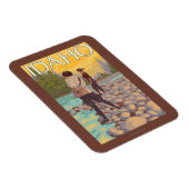 女性フライフィッシングIdahoVintage旅行ポスター マグネット (右側)