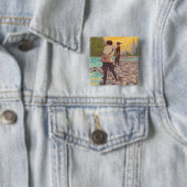 女性フライフィッシングIdahoVintage旅行ポスター 缶バッジ (インサイチュ)