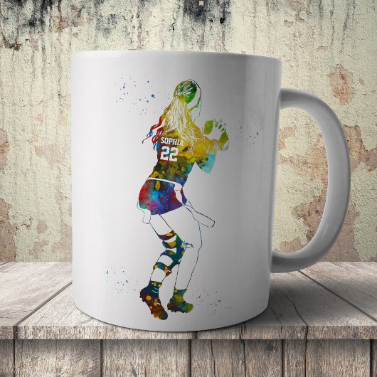 女性フラグフットボール選手 コーヒーマグカップ