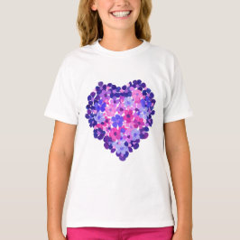 女性フラワーパワーのハートのSpagettiの革紐の上 Tシャツ