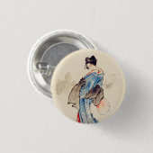 女性フルレングスポートレートby葛飾北斎 缶バッジ (正面&裏面)