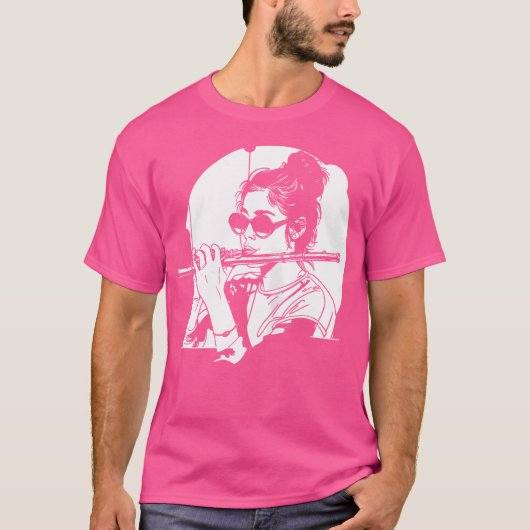 女性フルートスケッチフルート二重奏 Tシャツ (正面)