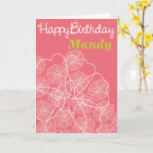 女性フローラピンクの誕生日グリーティングカード カード (黄色い花)