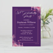 女性フローラモダン50歳エレガント誕生日パーティー 招待状 (スタンド正面)