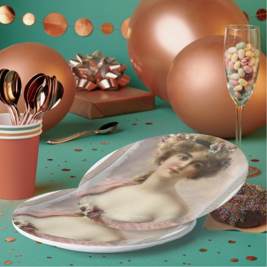 女性フローラヴィンテージヘア紙プレート ペーパープレート (複数)