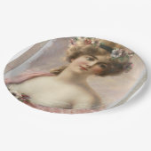 女性フローラヴィンテージヘア紙プレート ペーパープレート (アングル)