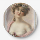 女性フローラヴィンテージヘア紙プレート ペーパープレート (正面)