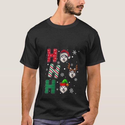 女性フーフー フー アラスカン マラミュート 犬好き クリスマス Tシャツ (正面)