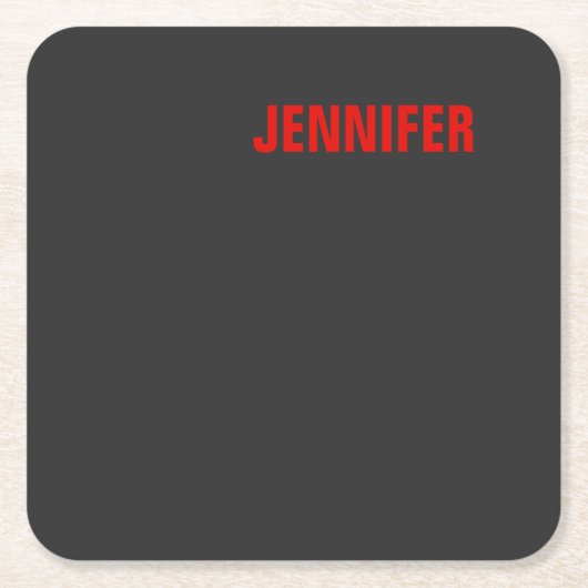 女性ブラックカラーあなたの名前のギフトカスタマイズの色 スクエアペーパーコースター (正面)