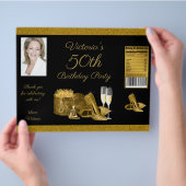 女性ブラック金ゴールドバースデーパーティーチップバッグ チラシ (手)