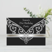 女性ブラック21歳の誕生日パーティー 招待状 (スタンド正面)