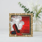 女性ブラック&レッドハイヒールバースデーパーティー 招待状 (スタンド正面)