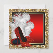 女性ブラック&レッドハイヒールバースデーパーティー 招待状 (裏面)