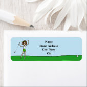女性ブルネットゴルファー差出人住所ラベル ラベル (インサイチュ)