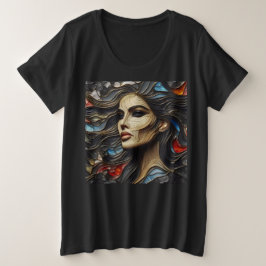 女性プラスArt Expression付きサイズTシャツ14 プラスサイズTシャツ