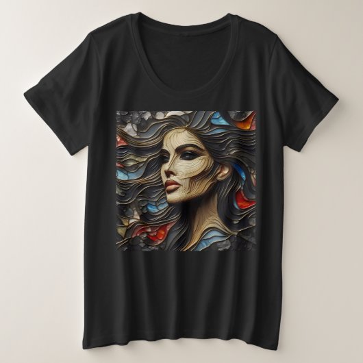 女性プラスArt Expression付きサイズTシャツ14 プラスサイズTシャツ (デザイン正面)