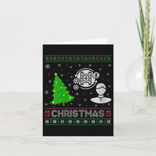 女性プロデューサーのクリスマスツリー照明醜いクリスマス カード (正面)
