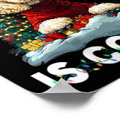 女性プードルクリスマスツリーライトデコレーションは行う ポスター (角)