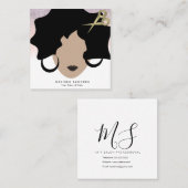 女性ヘアフェイク金ゴールドグリッターサロン美しい スクエア名刺 (正面/裏面)