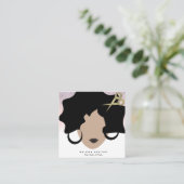 女性ヘアフェイク金ゴールドグリッターサロン美しい スクエア名刺 (スタンド正面)