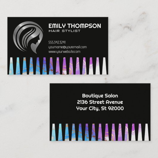 女性ヘアロゴ |水彩 名刺 (正面/裏面)