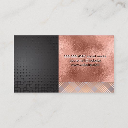 女性ヘア |バラフォイル金ゴールド |抽象芸術パターン 名刺 (裏面)