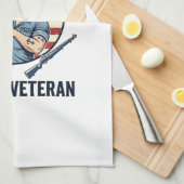女性ベテラン愛国的ビンテージ彫刻Tシャツデザイン キッチンタオル (四つ折り)