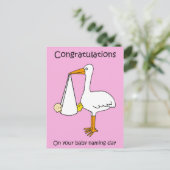 女性ベビー命名日おめでとう ポストカード (スタンド正面)