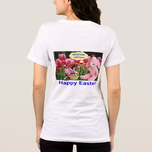 女性ベラtee.ハッピーイースターアルパカ トライブレンドＴシャツ (裏面)
