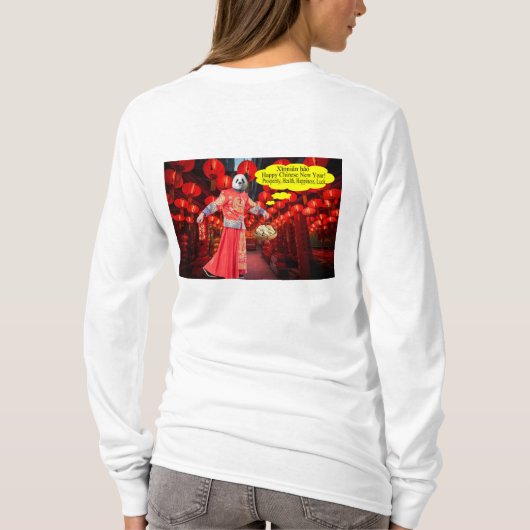 女性ベラtee.新年中国のおめでとう。パンダ/ tシャツ (裏面)